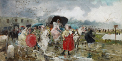 Eugenio Lucas Villaamil Salida de los toros en dia de lluvia.png