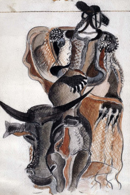 Alberto Sánchez Chapa de hierro repujado y madera. Alegoría  El torero.jpg