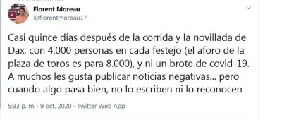 Plazas de toros CERO CONTAGIOS CoVid Francia.JPG