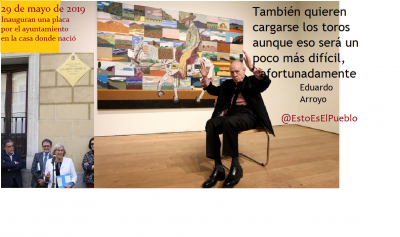 Eduardo Arroyo frase firmada cargarse los toros con placa.png