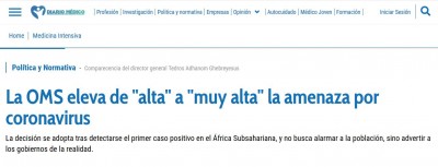 OMS de Alta a Muy Alta la amenaza del coronavirus 28 feb.JPG