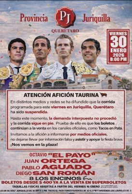 Querétaro habrá toros este viernes 30 de enero.jpg