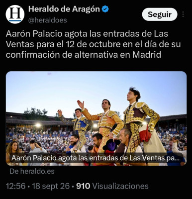 Aaron Palacio agota las entradas en Las Ventas El Heraldo de Aragón.jpg