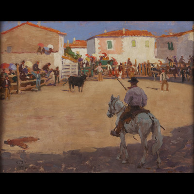 Édouard DOIGNEAU. Scène de tauromachie aux Saintes Maries.jpg