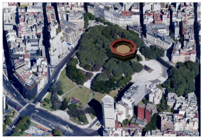 José Ingenieros Plaza de toros de Retiro imagen virtual en plena plaza de San Martín de BB AA.png