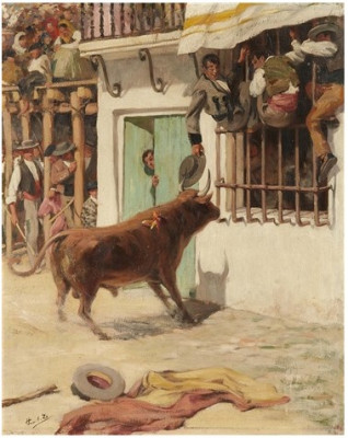 Henri Zo Escena taurina toro en la calle.jpg