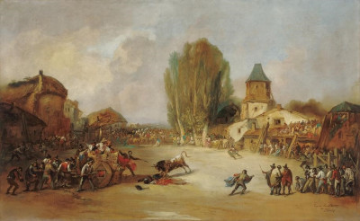 Eugenio Lucas Cogida en una capea de pueblo 1855.jpg