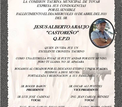 Jesús Araujo El Castoreño Esquela del fallecimiento.jpg